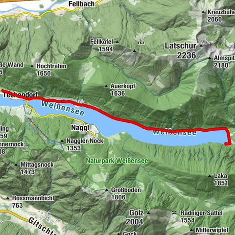 Weißensee, Gatschach bis Ortsee Schiffsanleger