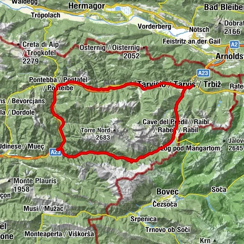 Giro: Tarvis- pontebba-chiusaforte- Sella Nevea Friaul-Julisch Venetien/Italien