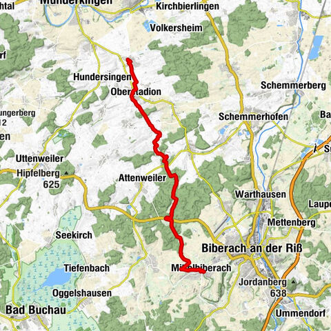 Ulrikaweg 1ère étape - d'Unterstadion à Mittelbiberach