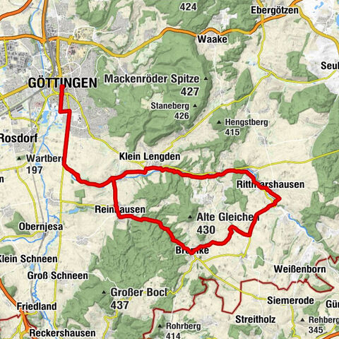 Parcours à vélo de Göttingen autour des Gleichen