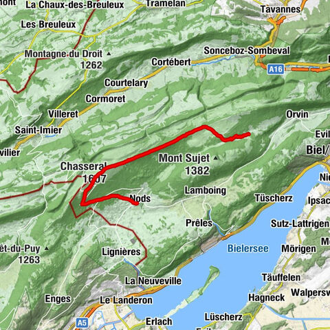 Les Prés-d’Orvin – Clédar de Pierrefeu – Chasseral – Métairie de Neuveville nach Nods