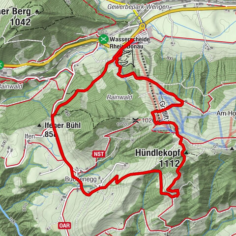 Parcours sommet Hündle - Buchenegg