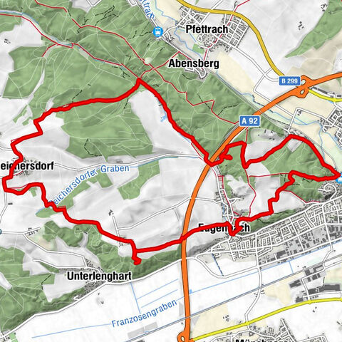 Rundweg von Altdorf über Reicharsdorf dem 3‘er Wanderweg folgend.