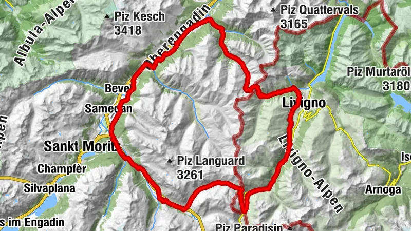 Pontresina-Val da Fain-Livigno-Col Chaschauna-S-chanf-Pontresina
