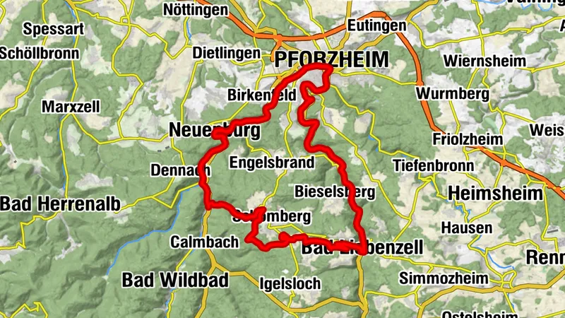 À travers la vallée de la Nagold et de l'Enz jusqu'à Himmelsglück