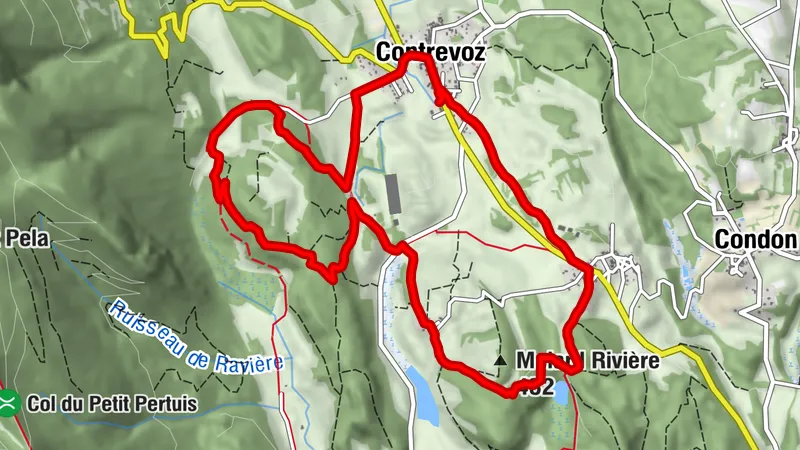 Parcours trail de Contrevoz : circuit rouge 11 km