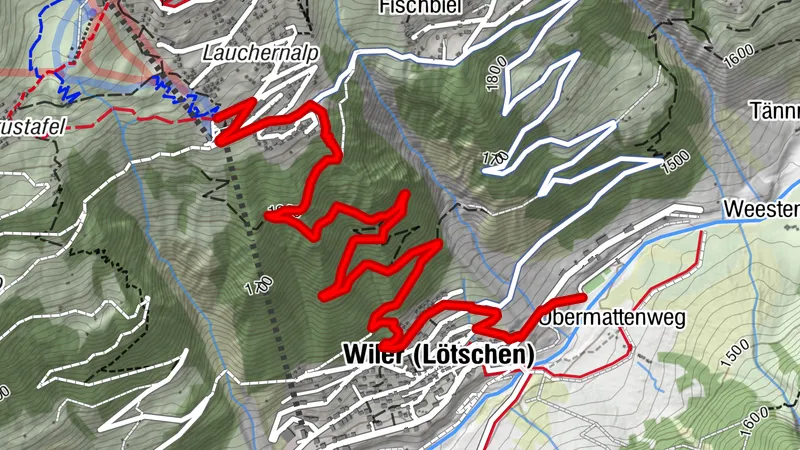Parcours des boules Lauchernalp - Wiler (Baannwald)