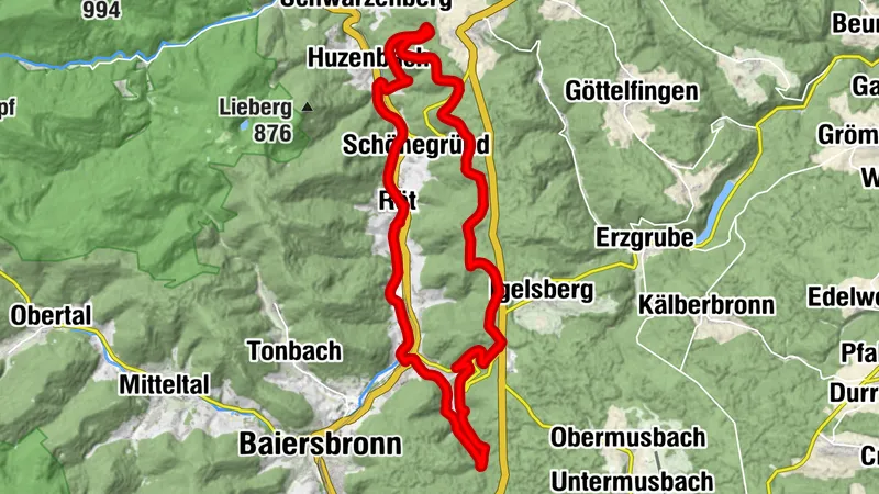 Tour E-Bike Baiersbronn 7 Klosterreichenbach-Reichenbachtal-en direction de Besenfeld - Huzenbach retour à Klosterreichenbach