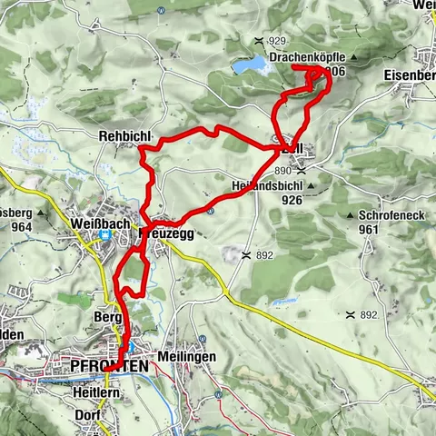 Drachenblick - randonnée circulaire à travers la région préalpine de Pfronten