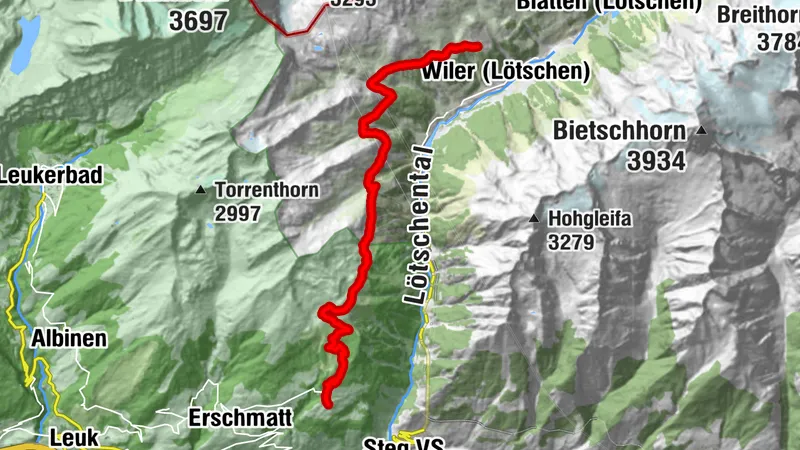 Chemin de randonnée du Lötschental Lauchernalp-Jeizinen
