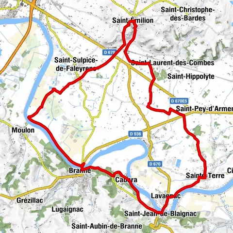 Boucle vélo: Entre vignes et Dordogne