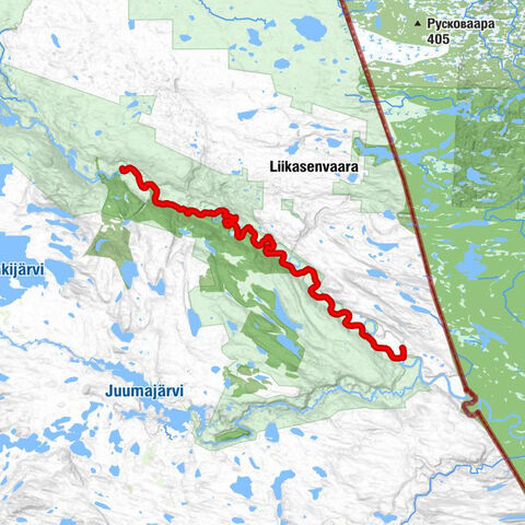 Parcours de canoë Mataraniemi–Jäkälämutka 25 km, parc national d'Oulanka