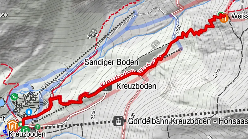Chemin aux animaux vers la Weissmieshütte