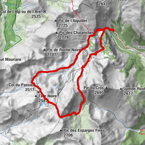 Pré des vaches (Brunissard), col de la Rousse, col du Lauzon, col de Pansier