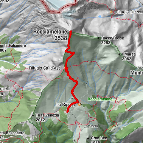 Rocciamelone partedjo dalla Riposa. Mompantero, Piemont/Italien