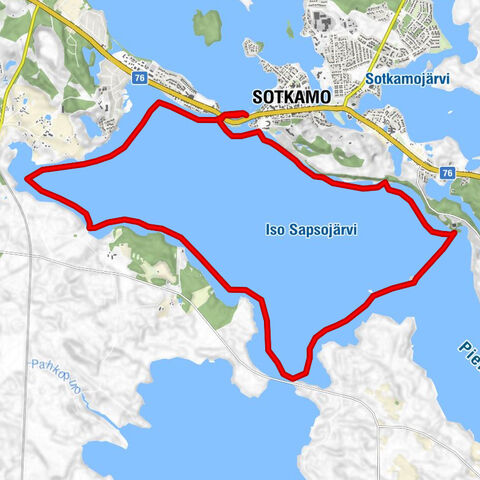 Tour du lac Sapso en pagayant 16 km, Sotkamo - Vuokatti