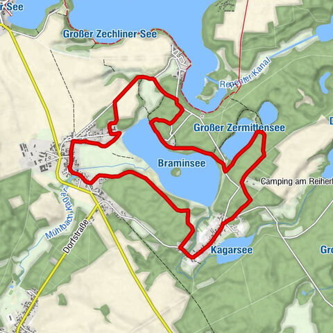 Kagar - Kirche Kagar - Mühlenschänke - Dorf Zechlin