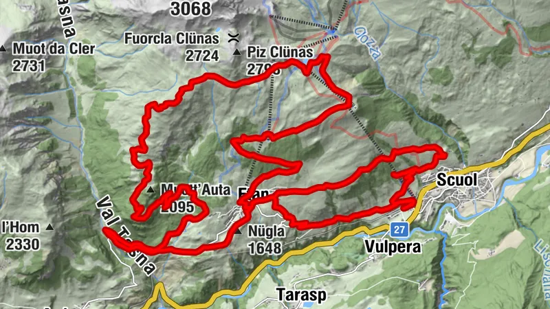 Parcours autour de l'Alp Clünas
