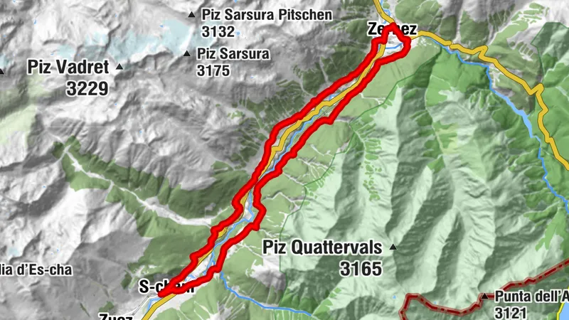 S-chanf - Zernez - S-chanf (parcours E-Bike signalé A)