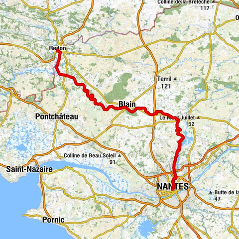 La Vélodyssée par le canal de Nantes à Brest entre Nantes et Redon