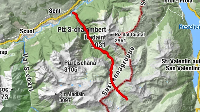 Chemin panoramique du parc national étape 1 : Sur en – cabane Sesvenna [SchweizMobil-Nr. 45]