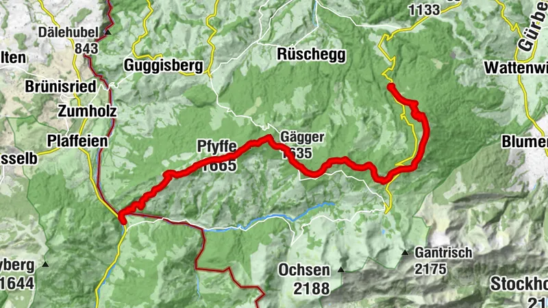 Parcours panoramique de Gantrisch avec Gäggersteg (SuisseMobile 379)