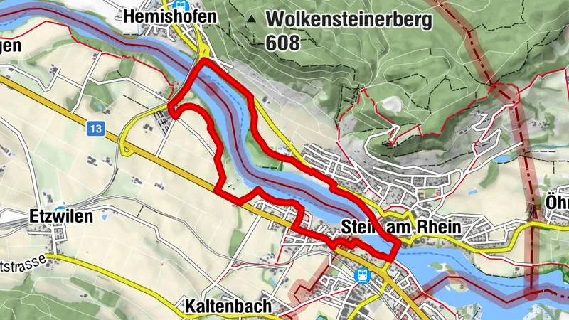 SchweizMobil 905 : chemin du bord du Rhin à Stein am Rhein