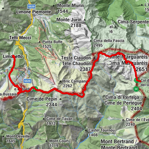 GTA Variante haute du Marguareis : Etape 68A Limonetto - Rifugio Don Barbera