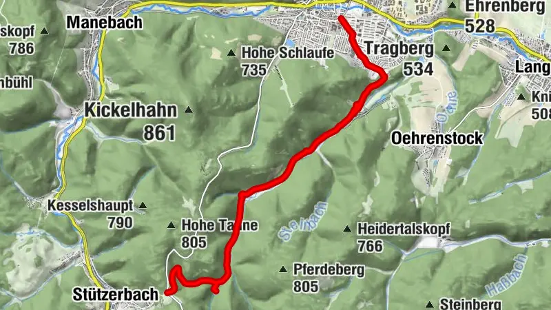 Sentier de randonnée - Ilmenau-Schortetal-Auberge forestière "Auerhahn" - Forêt de Thuringe