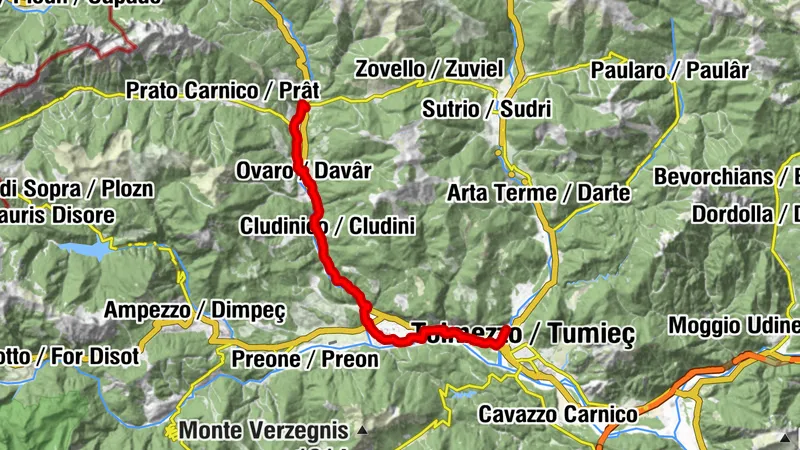 FVG 8/a - Variante de la piste cyclable de la Carnia (C8VA)