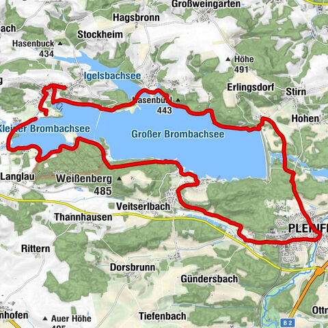 Rundweg um den Brombachsee - von Absberg über Ramsberg, Pleinfeld und Mandlesmühle