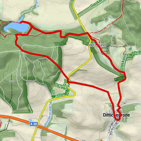 Parcours circulaire du parking du Bauerngraben à Dittichenrode, puis retour au Bauerngraben (HWN 213)