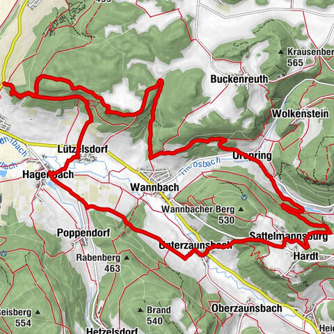 Pretzfeld zur Ruine Dietrichstein, durchs Trubachtal zum Kellerwald.