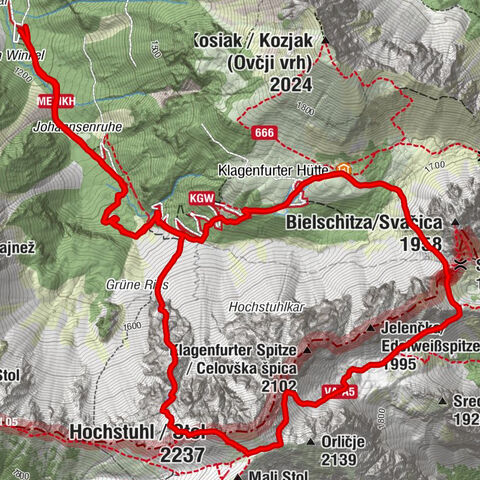 Hochstuhl über Klettersteig, Kärnten/Österreich