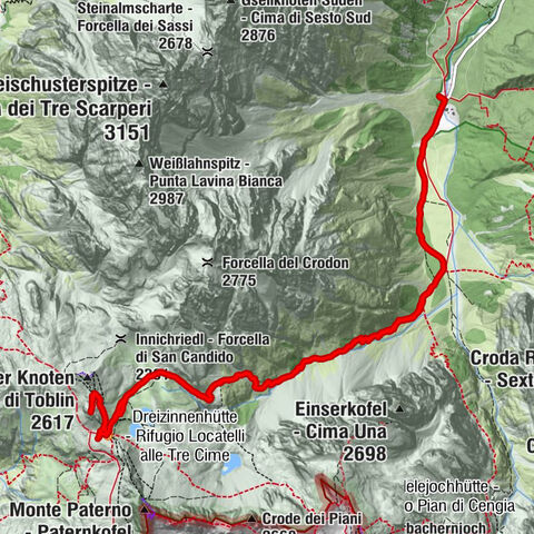 Fischleintal zu den 3 Zinnen Hütte mit Besteigung des Sextner Steins