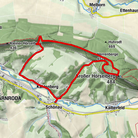 Randonnée circulaire - Hörselberge légendaires - Grand Hörselberg près d’Eisenach - Forêt de Thuringe