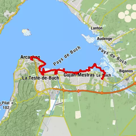 Le Teich à Arcachon par le GR® de Pays Tour du Bassin d’Arcachon et le GR®6 en écomobilité