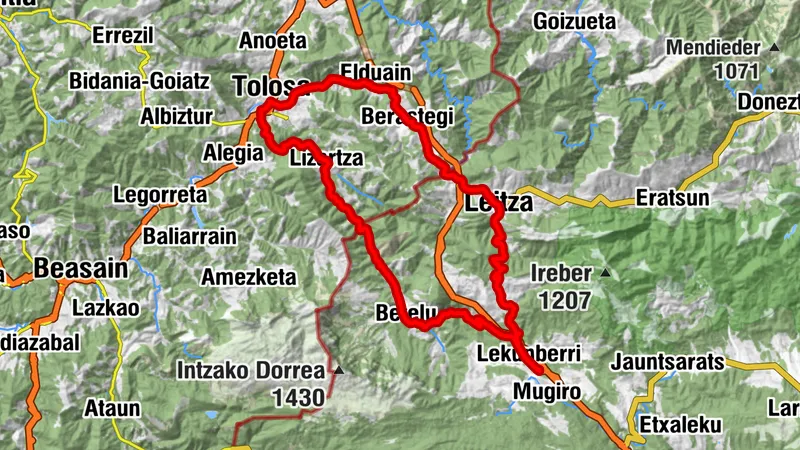 Boucle autour de Tolosa - Camping Aralar Parcours 1