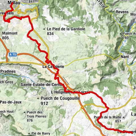 DU LARZAC A LA MEDITERRANEE A VTT SUR LA GTMC: MILLAU - LA COUVERTOIRADE