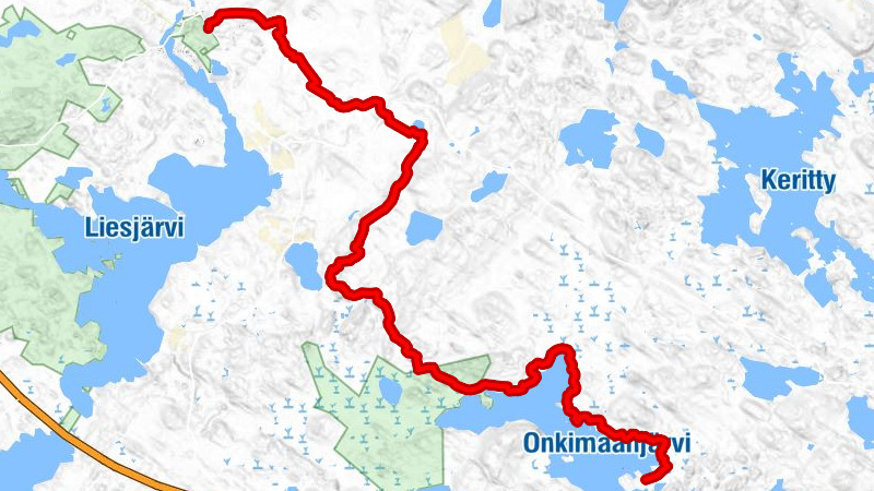 Yhdysreitti Orhilammentie - Liesjärven kansallispuisto Hämeen Ilvesreitti