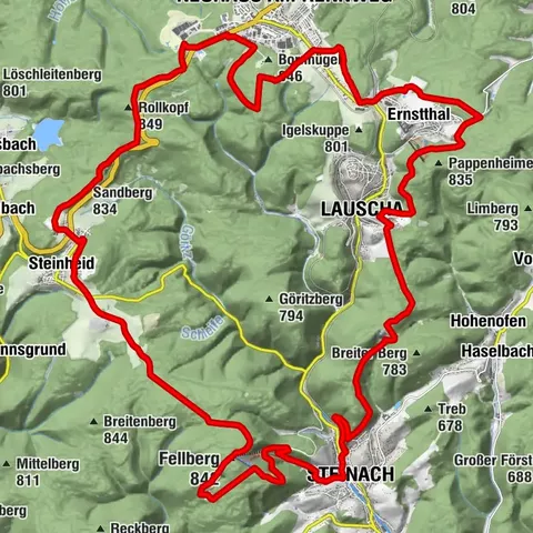 Randonnée circulaire - "6-Kuppen-Steig" - Steinach - Forêt de Thuringe