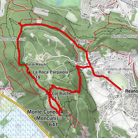 Randonnée facile - Monte Cuneo (Moncuni) Parcours en boucle depuis Reano