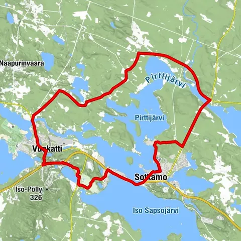 Balade à vélo autour de Pirttijärvi 32 km, Vuokatti - Sotkamo