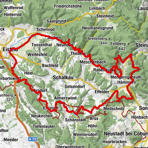 Randonnée circulaire - "Chemin panoramique Schaumberger Land" - Eisfeld - Forêt de Thuringe