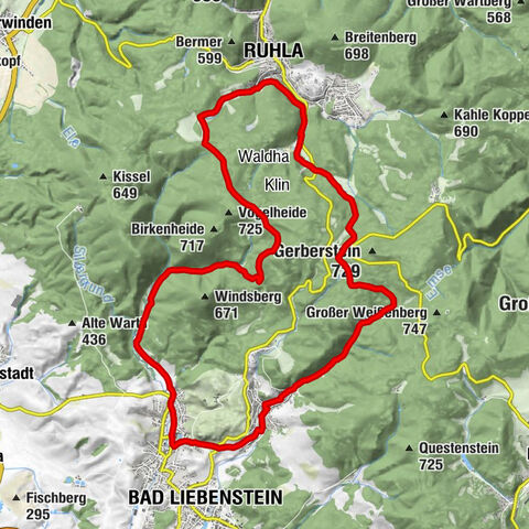 Parcours circulaire du sentier du parc naturel - « Messer- & Pfeifenweg » - Bad Liebenstein - Ruhla - Forêt de Thuringe