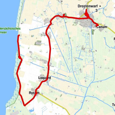 Radtour vom Camping am Deich über Rysum nach Pewsum.