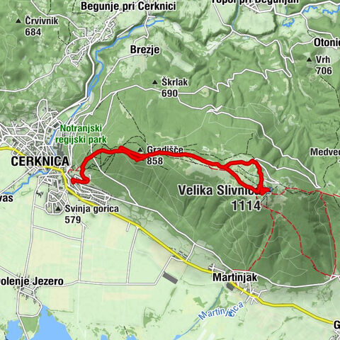 Cerknica - Debeli vrh - Velika Slivnica - Planinski dom na Slivnici