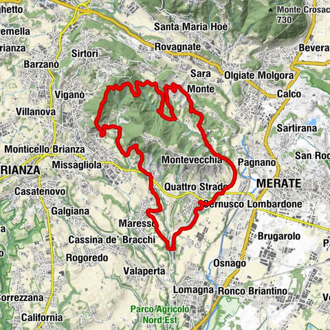 Quattro Strade - Cappelletta di Crippa - Collina dei Cipressi - Merate