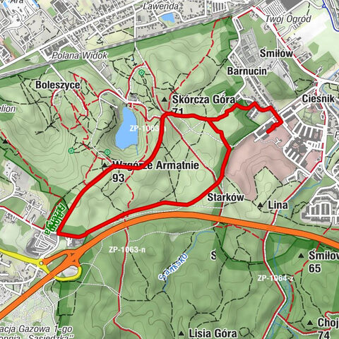 Zdroje - Starków - Bukowy Park - Wzgórze Armatnie