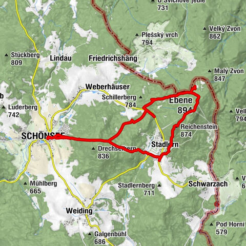 Stadlern - Hochfels - Reichenstein - Ebene